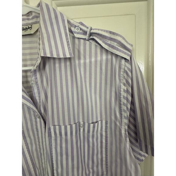 Vintage Diane von Furstenberg White & Purple Stripe Button Up Shirt Size Large - Picture 3 of 7